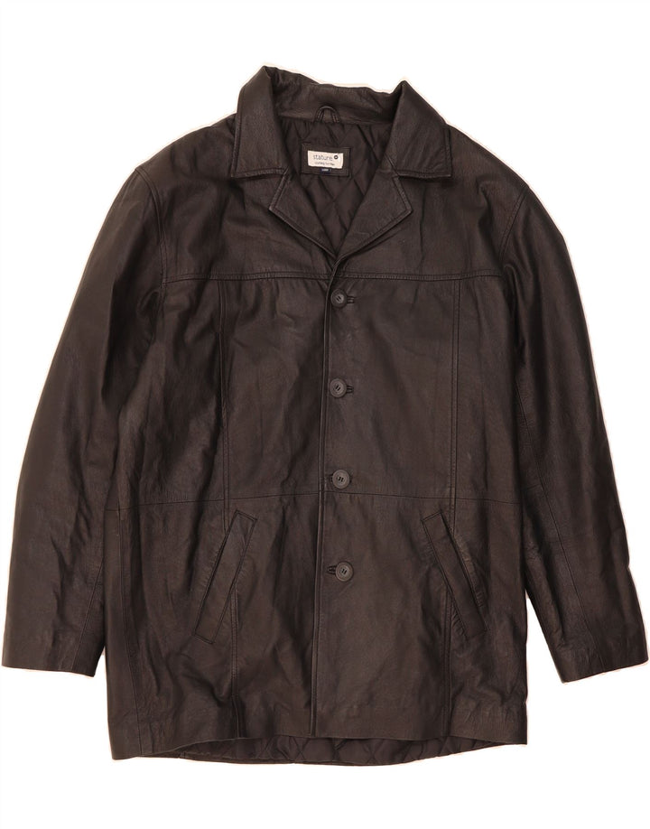 VINTAGE Mens Leather Coat UK 40 Large Black Leather Vintage Vintage and Second-Hand Vintage from Messina Hembry 