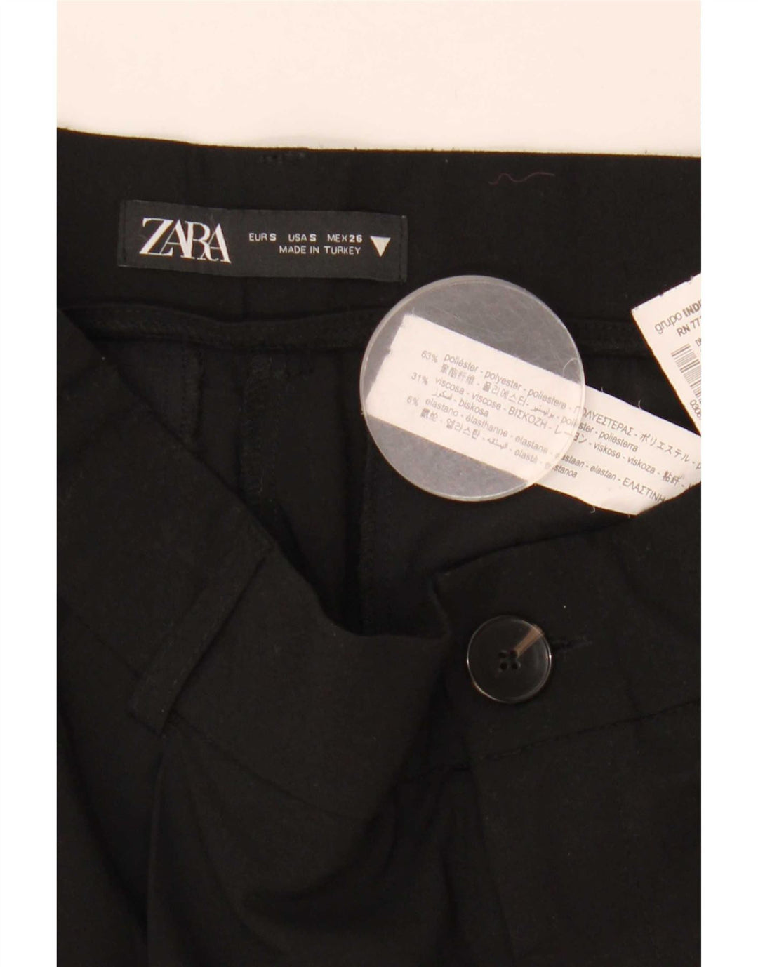 Zara Womens Pegged Chino Bukser Small W26 L31 Black Polyester