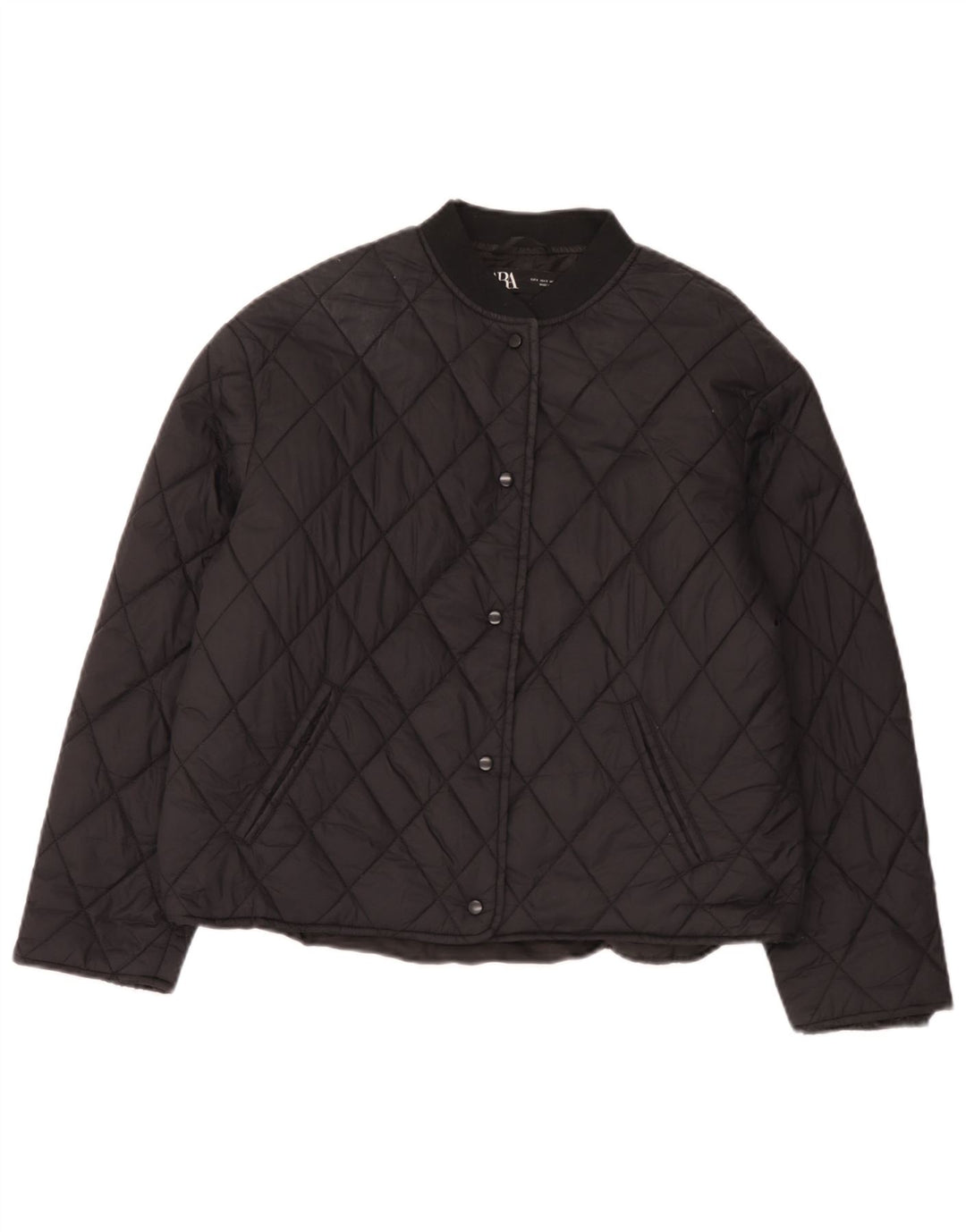 Zara Dame Oversized Quiltet Jakke UK 10 Lille Sort