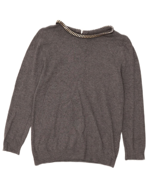 Zara Womens Boat Neck Jumper Sweater UK 10 Small Grey