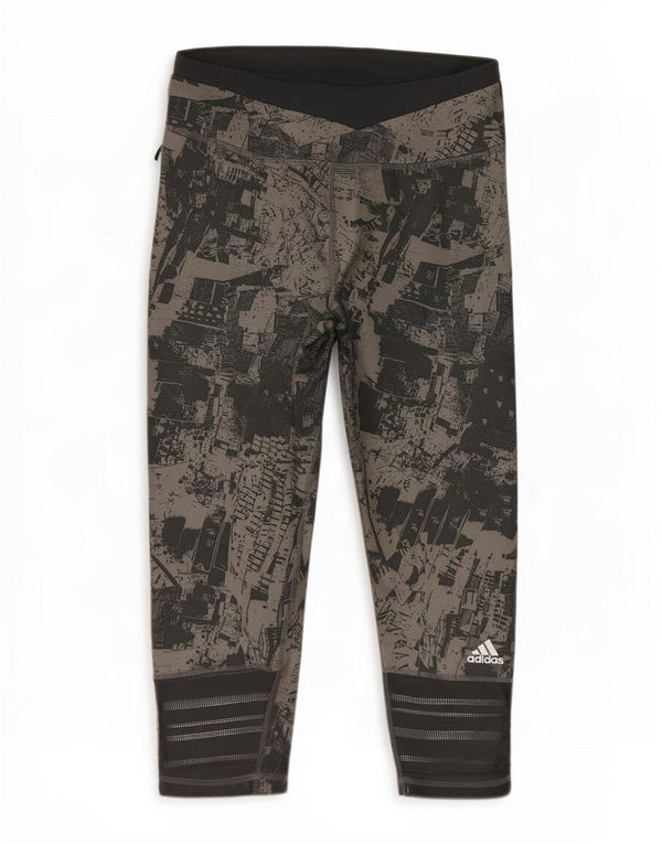 Adidas Womens Climacool abstrakt mønster Leggings UK 12/14 Medium Green