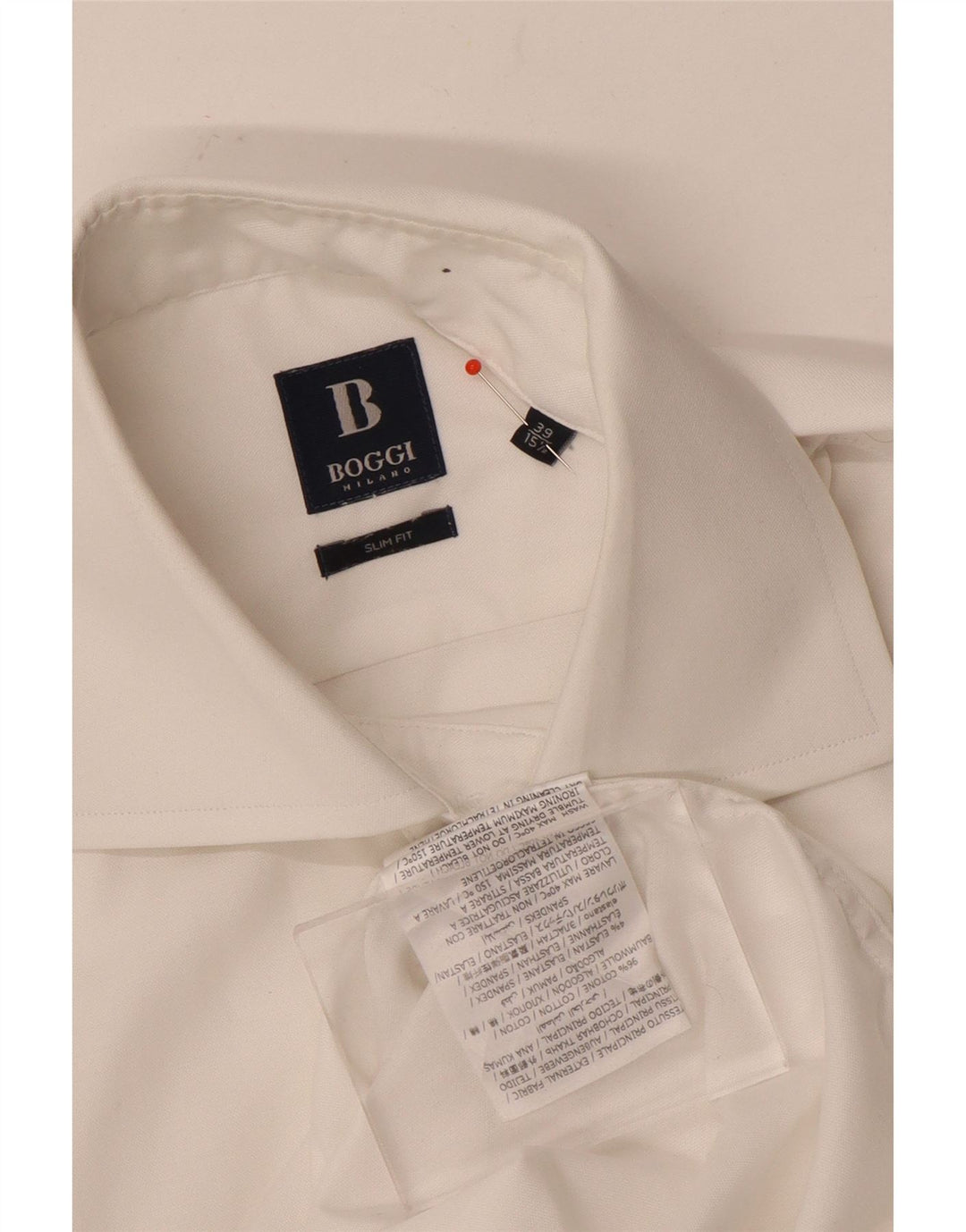 Boggi Herre Slim Fit Skjorte Størrelse 39 15 1/2 Medium Hvid Bomuld