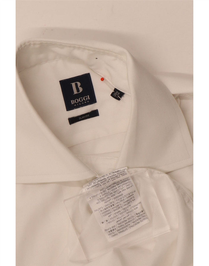 Boggi Herre Slim Fit Skjorte Størrelse 39 15 1/2 Medium Hvid Bomuld