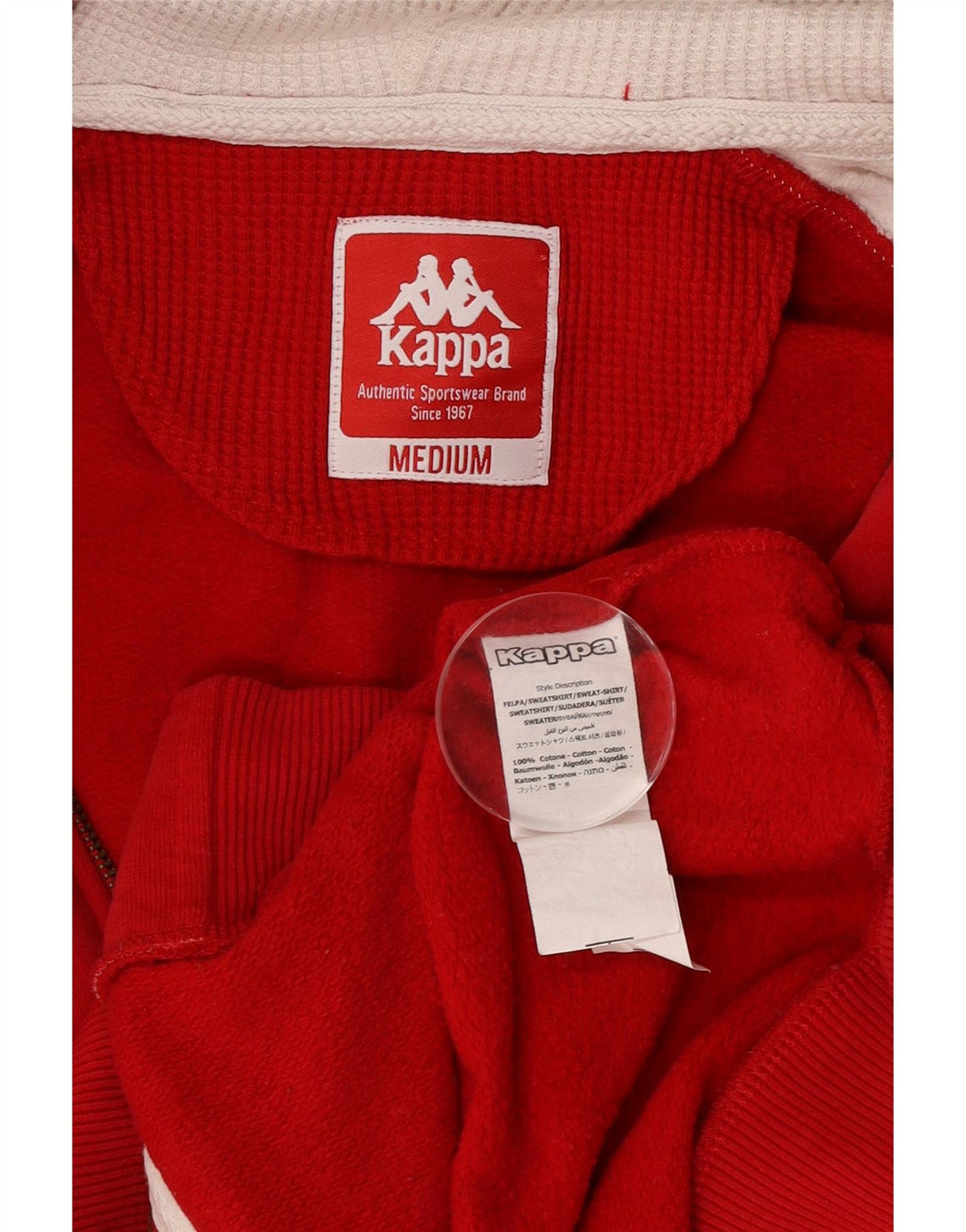 Kappa Herre grafisk hættetrøje med lynlås Medium Rød Colourblock Bomuld