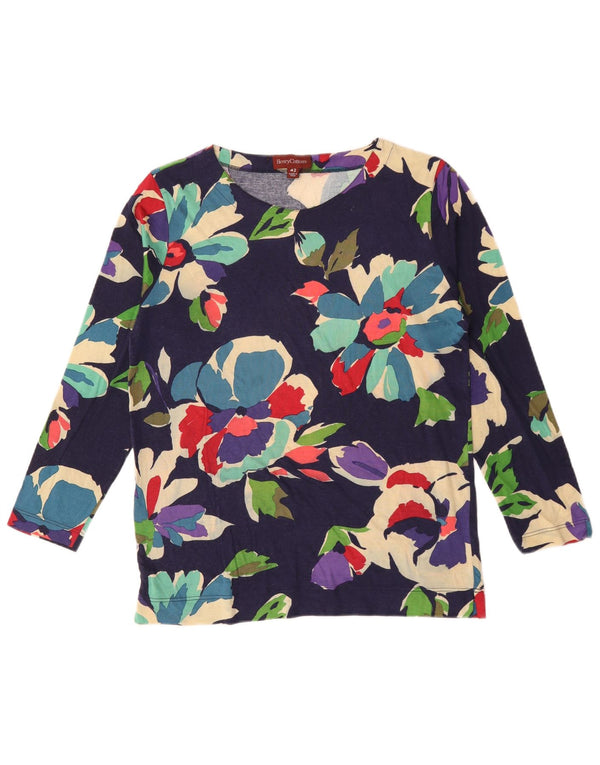 Henry Cottons Dame Top Langærmet IT 42 Medium Navy Blue Floral Viscose