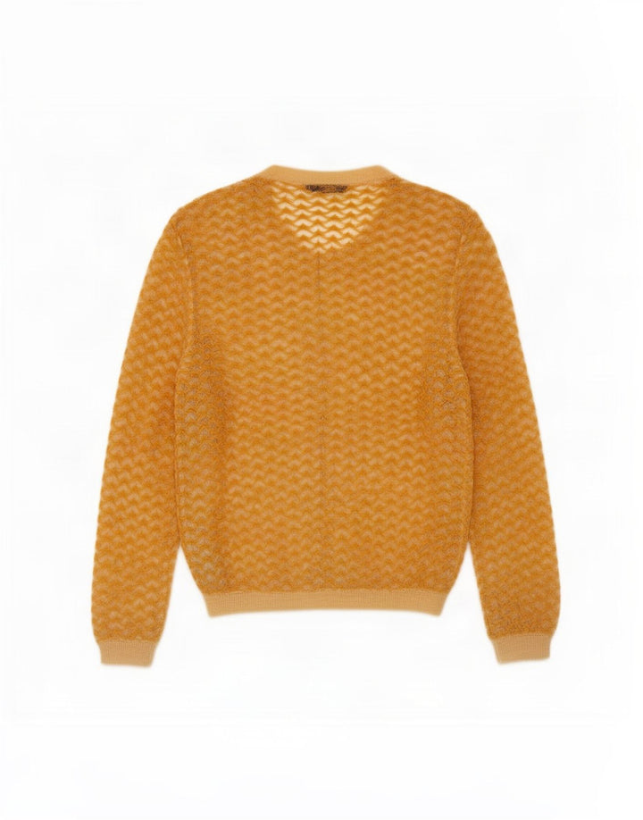 Zara Dame Cardigan Sweater UK 12 Medium Gul Nylon