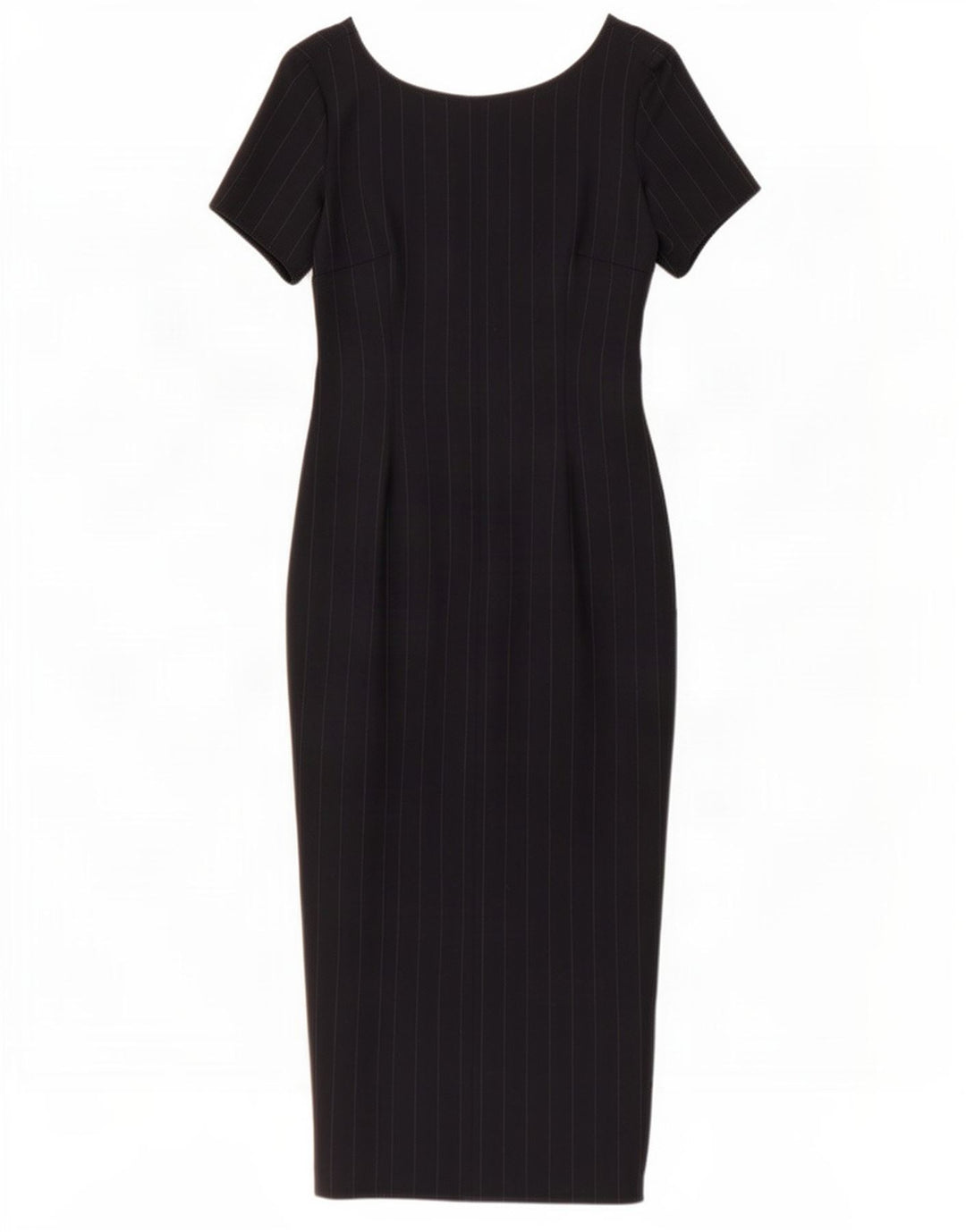 Vintage Dame Maxi Kjole IT 42 Medium Navy Blue Nålestribet Uld