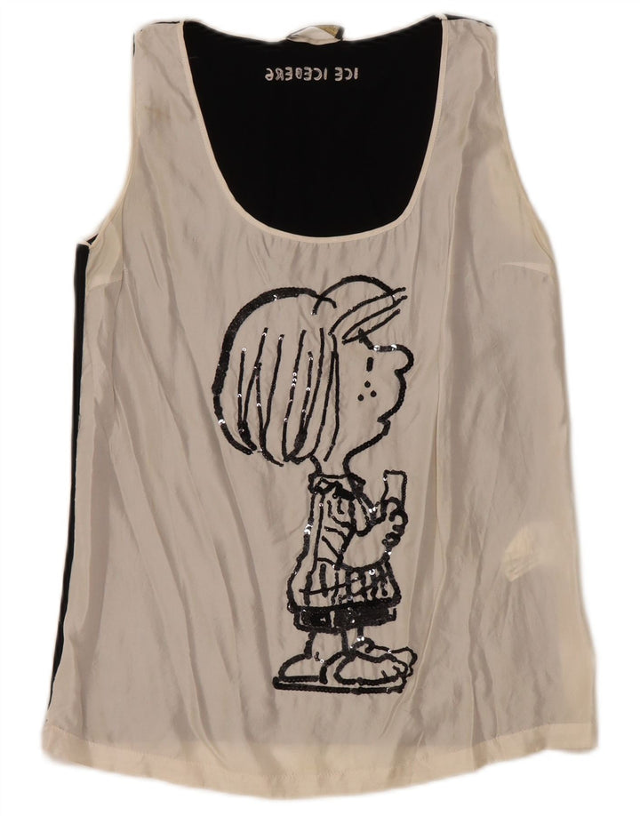 ICEBERG Grafisk blusetop til kvinder DK 8 Small Off White Colourblock