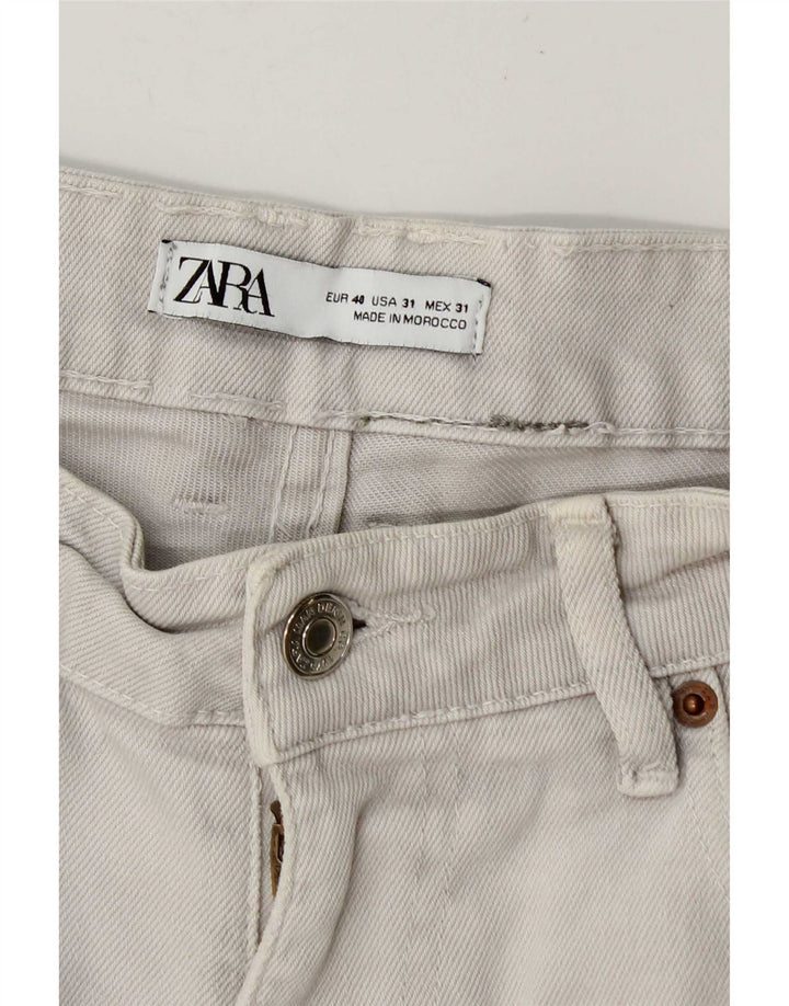 Zara Herre Denim Shorts EU 40 Medium W30 Beige Bomuld