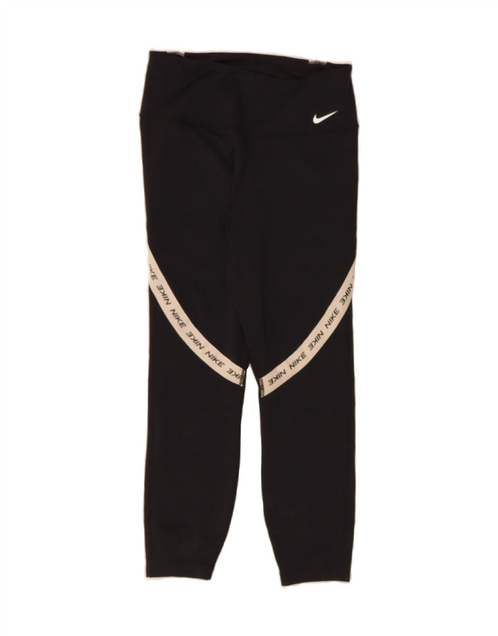 NIKE Womens Graphic Leggings UK 8 Small Black Polyester Vintage Nike and Second-Hand Nike from Messina Hembry 