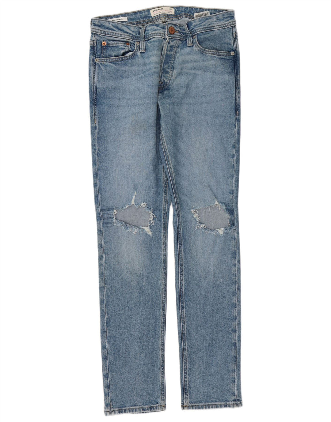 Jack & Jones Herre GLENN Distressed Slim Jeans W30 L32 Blå Bomuld