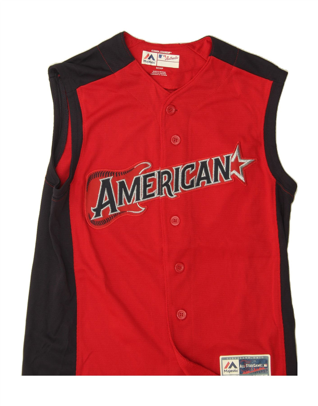 MAJESTIC Boys Graphic Jersey Top 10-11 Years Small Red Colourblock Vintage Majestic and Second-Hand Majestic from Messina Hembry 