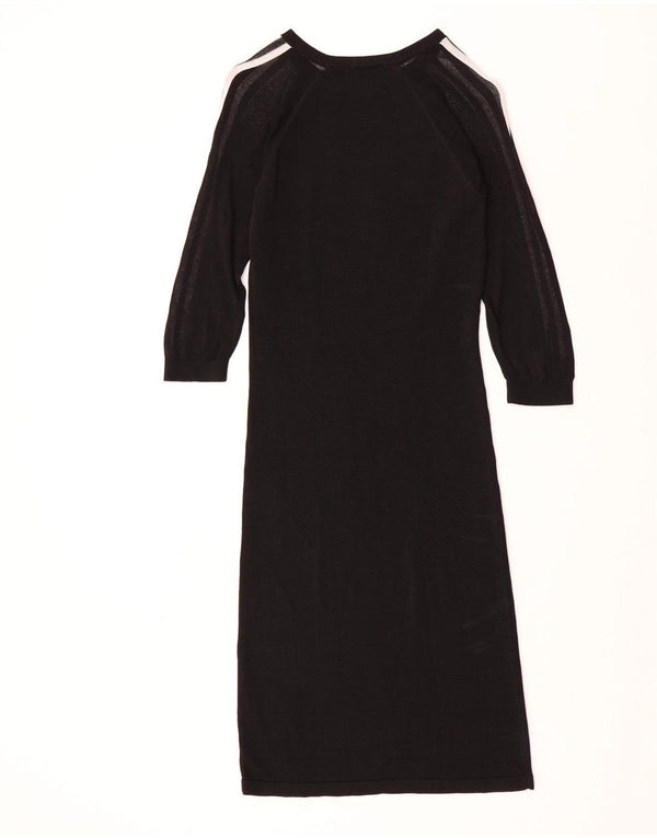 ADIDAS 3/4-ærmet trøjekjole til kvinder UK 14 Medium Black Rayon