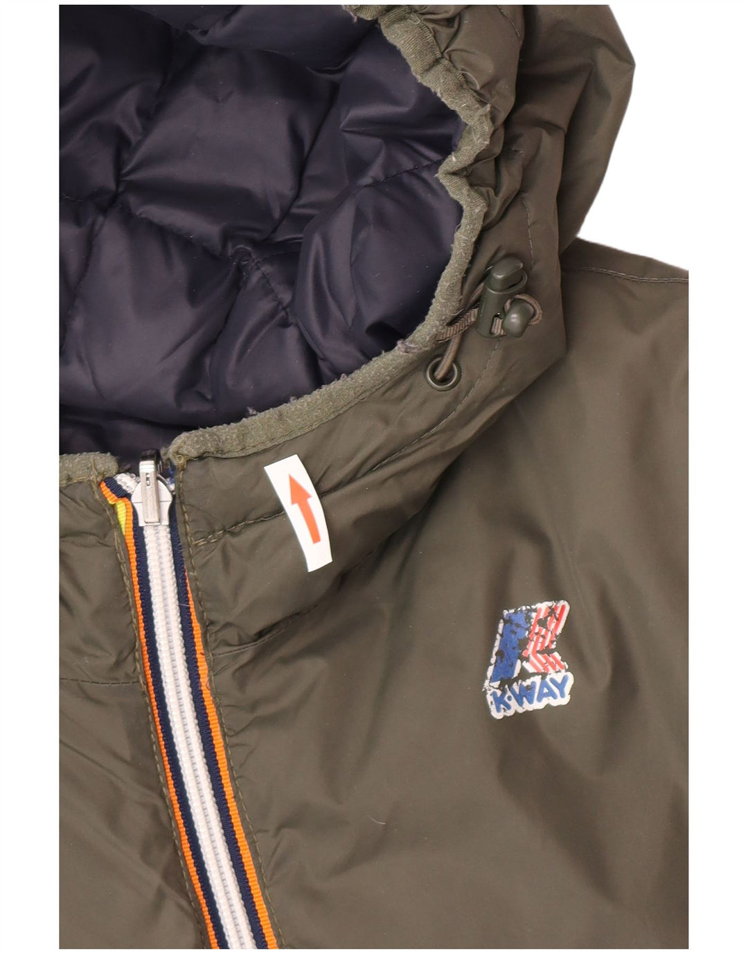 K-Way Herre Hætte Vendbar Polstret Jakke UK 38 Medium Grøn Polyamid