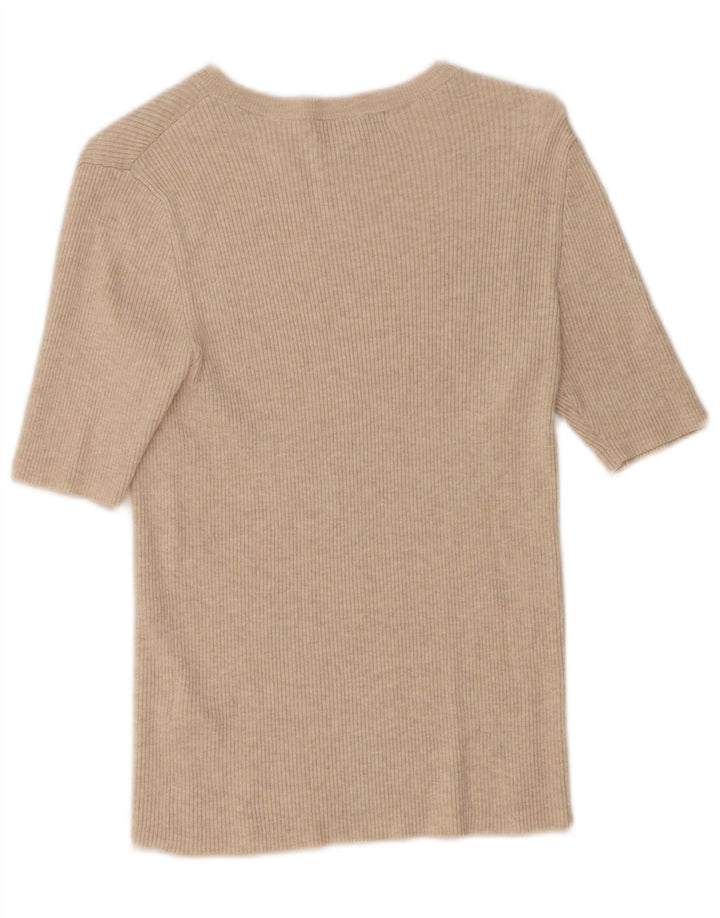 Marks & Spencer T-shirt top til kvinder UK 12 Medium Beige Viscose