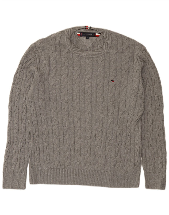 Tommy Hilfiger Herre Crew Neck Jumper Sweater Medium Grå Bomuld