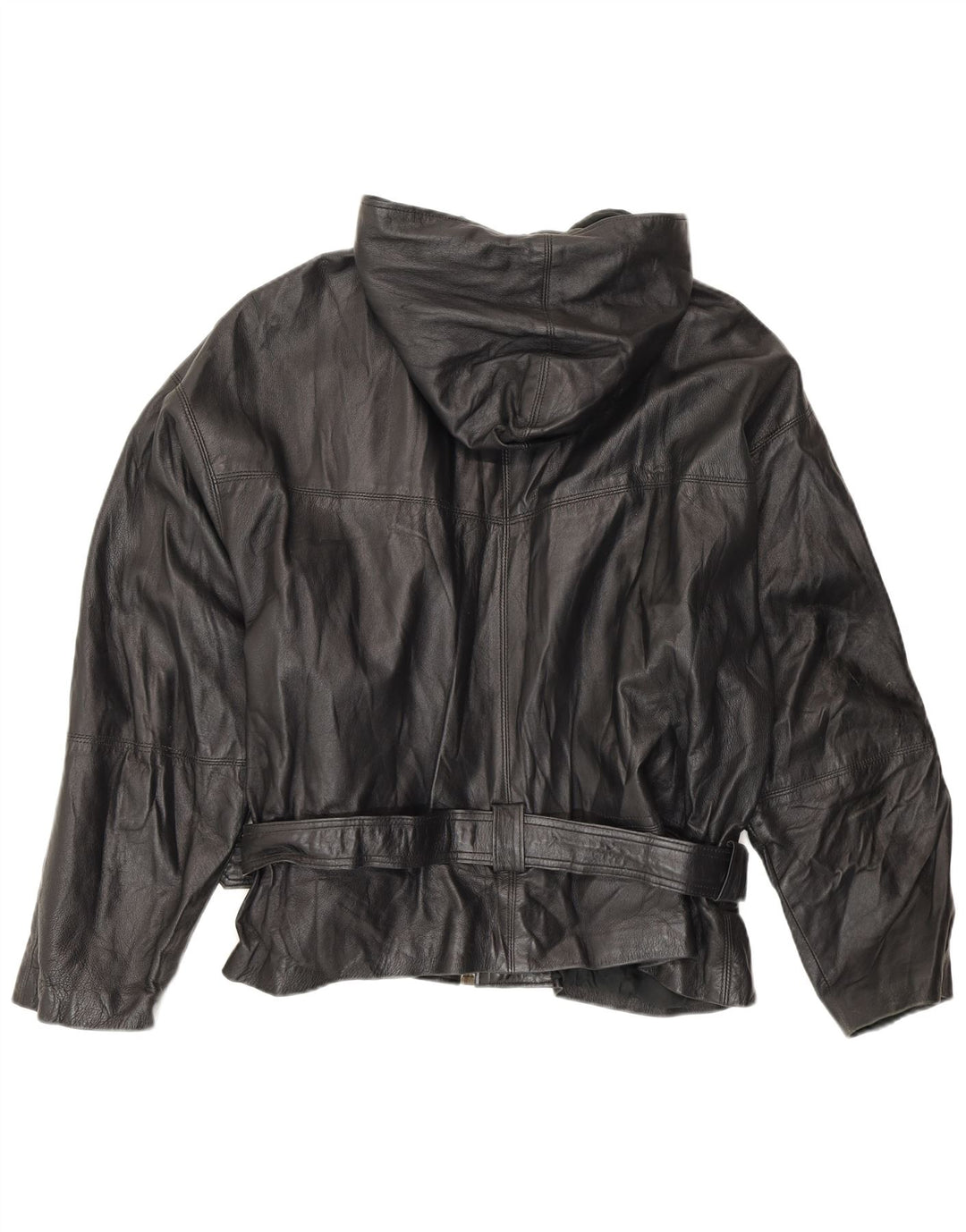 Vintage læderjakke til mænd med hætte UK 42 XL Sort