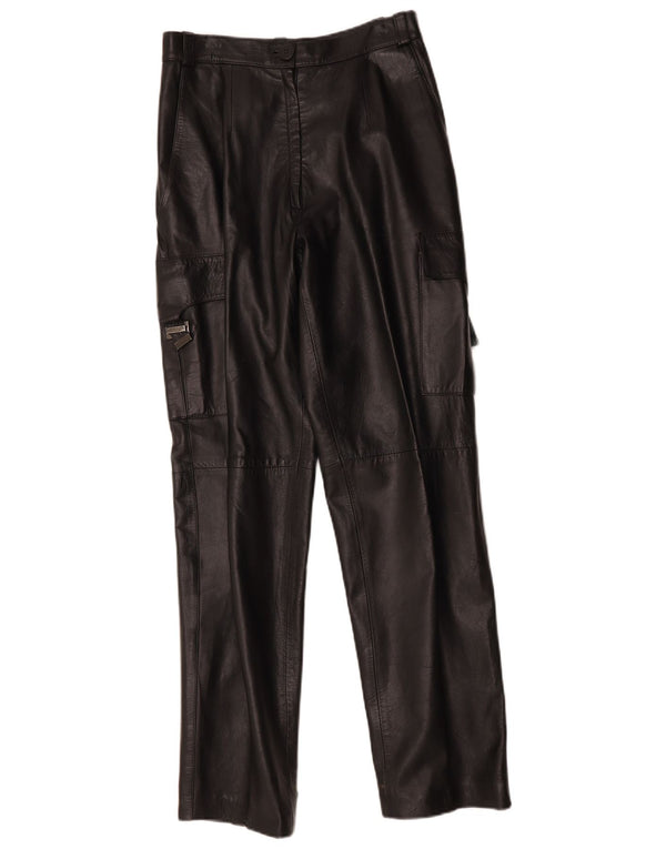 FLORENTIA Dame lige læder Cargo bukser IT 44 Medium W28 L31 Sort