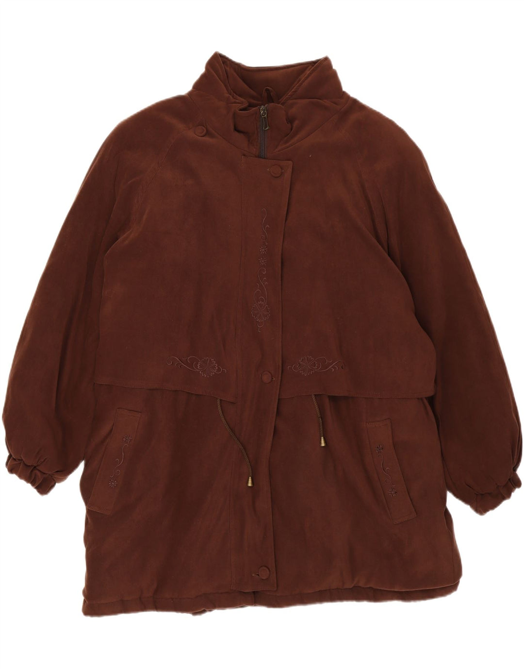 VINTAGE Womens Oversized Overcoat UK 20 2XL Brown Polyester