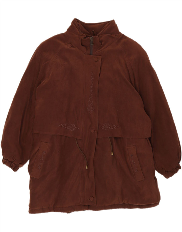 VINTAGE Womens Oversized Overcoat UK 20 2XL Brown Polyester
