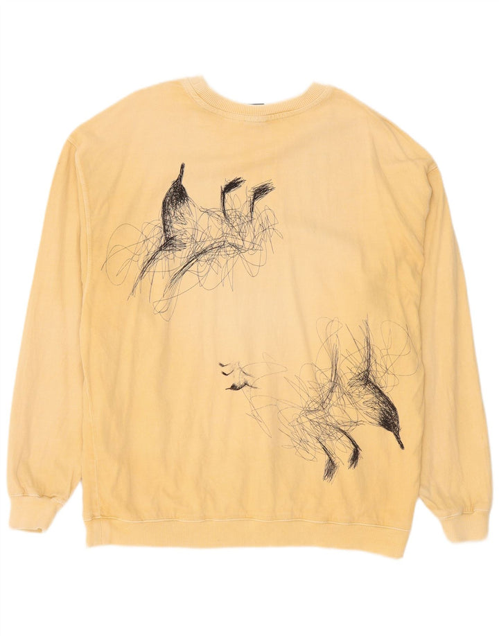 Zara Herre grafisk sweatshirt Jumper Medium Beige Bomuld
