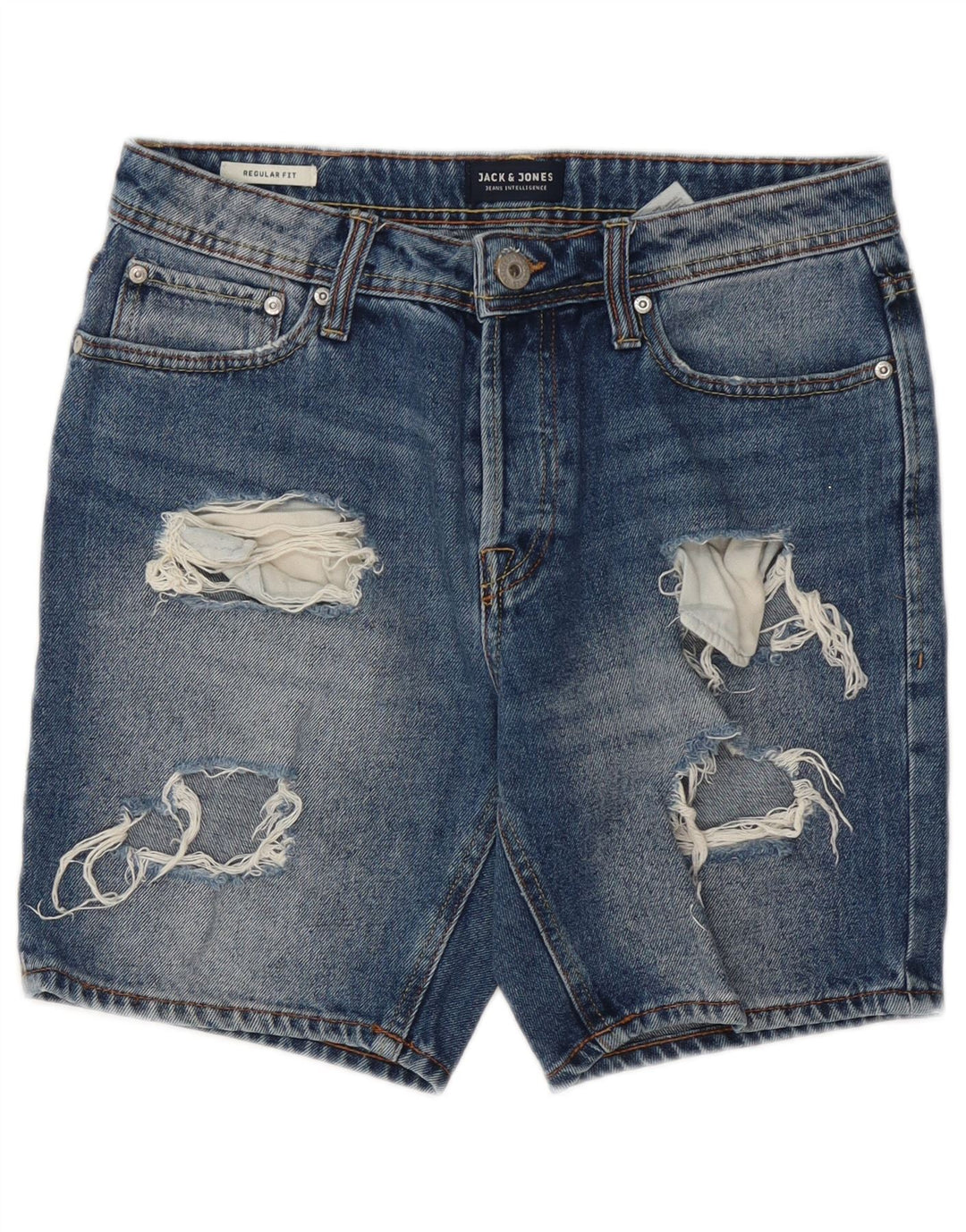 Jack & Jones Herre Distressed Regular Fit denimshorts Små W28 blå bomuld