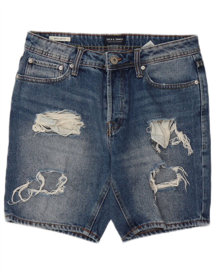 Jack & Jones Herre Distressed Regular Fit denimshorts Små W28 blå bomuld