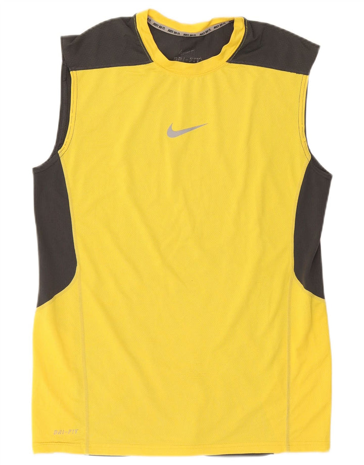 Nike Herre Dri Fit Vest Top Lille Gul Colourblock Polyester