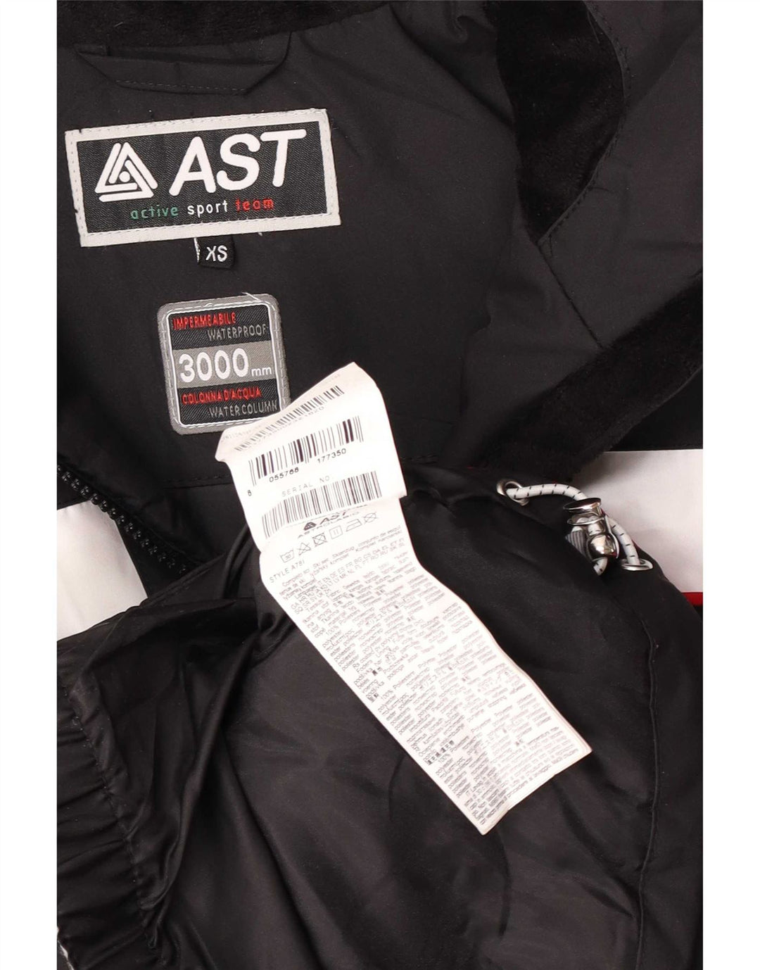 AST Herre grafisk regnjakke med hætte UK 34 XS Sort Colourblock Polyester