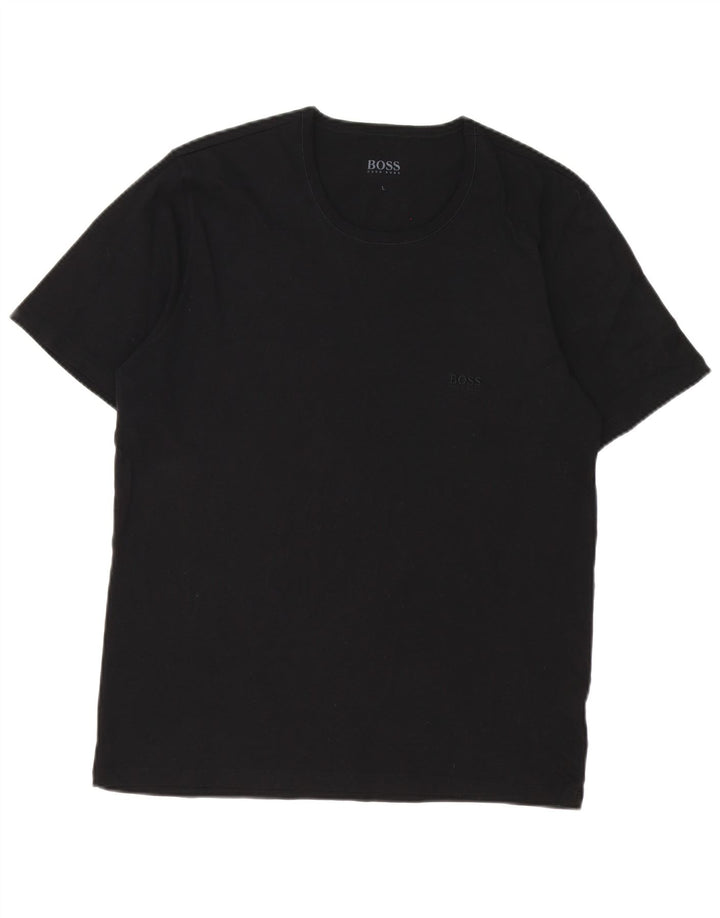 Hugo Boss Herre T-Shirt Top Stor Sort Bomuld
