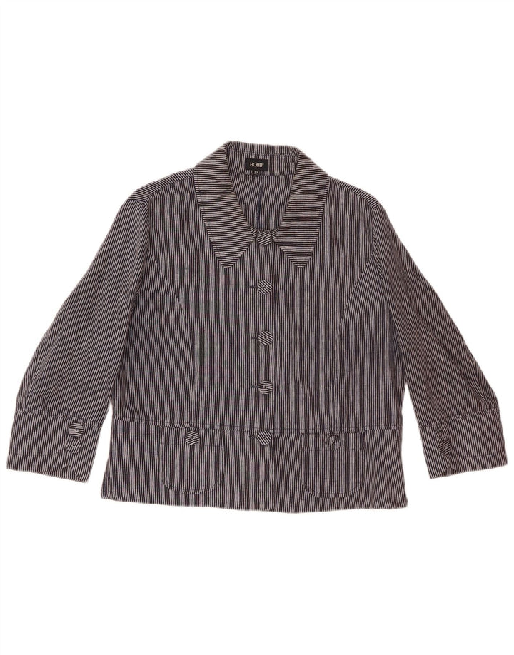 Hobbs Dame 5 Button Blazer Jacket UK 12 Medium Navy Blue Nålestribe
