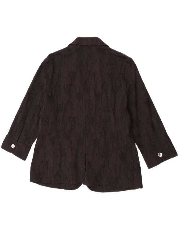 Perte by Krizia Dame 2-knaps blazerjakke størrelse 25 Large Black Floral