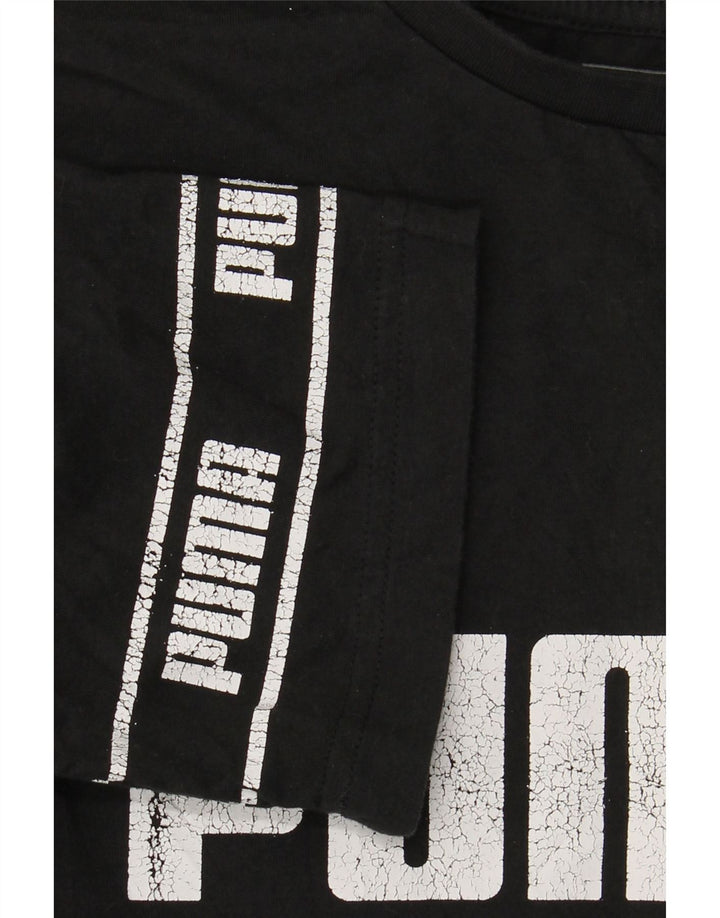 PUMA drenge grafisk t-shirt top 13-14 år stor sort bomuld