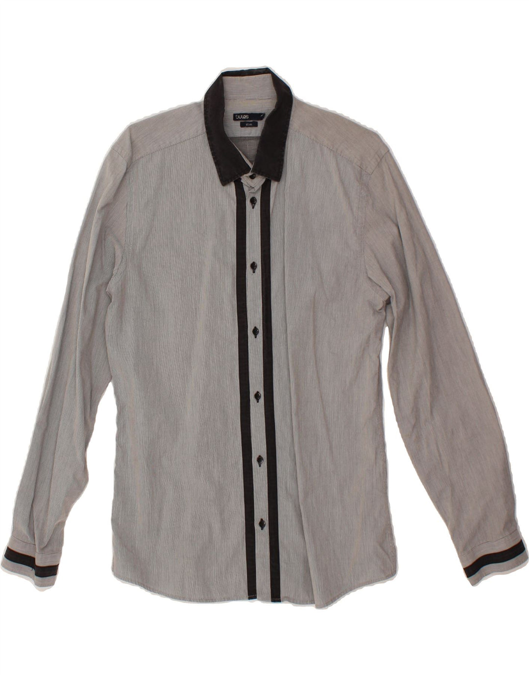 JULES Mens Slim Shirt Size 43/44 Small Grey Cotton Vintage Jules and Second-Hand Jules from Messina Hembry 