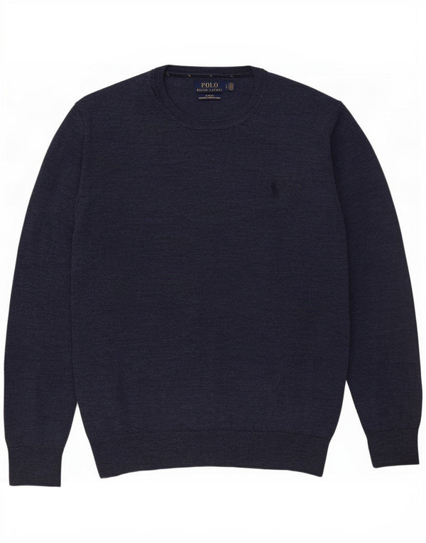 Polo Ralph Lauren Herre Slim Fit Crew Neck Jumper Sweater Small Navy Blue