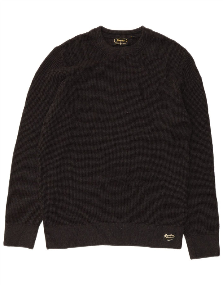 Superdry sweater med rund hals til mænd mellem sort bomuld