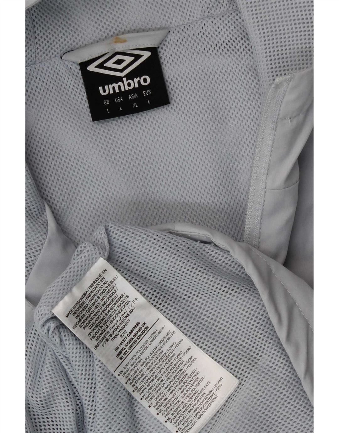 Umbro Herre Grafisk Hætte Regnjakke UK 40 Stor Grå Polyester