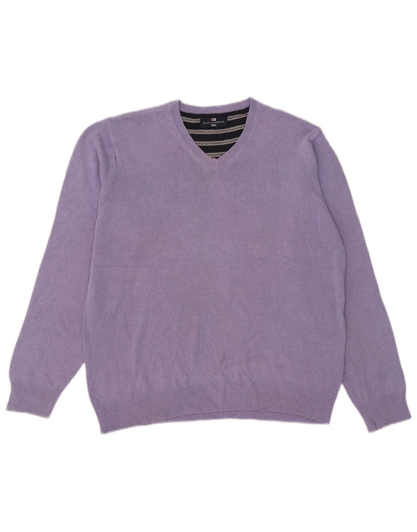 Marks & Spencer Herre Blue Harbor V-hals sweater Medium Lilla