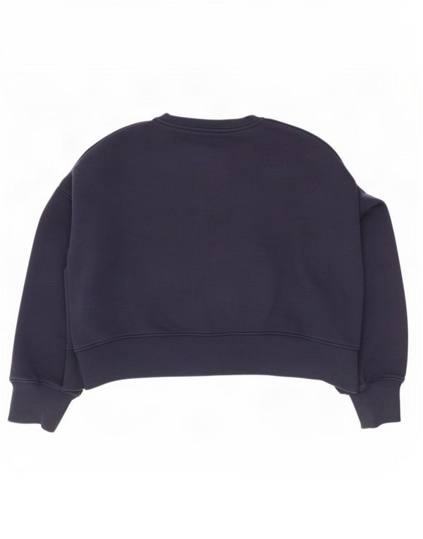 Nike Womens Crop Graphic Oversized Sweatshirt Jumper UK 14 Medium Navy Blue