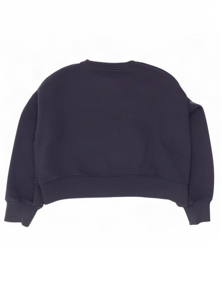 Nike Womens Crop Graphic Oversized Sweatshirt Jumper UK 14 Medium Navy Blue