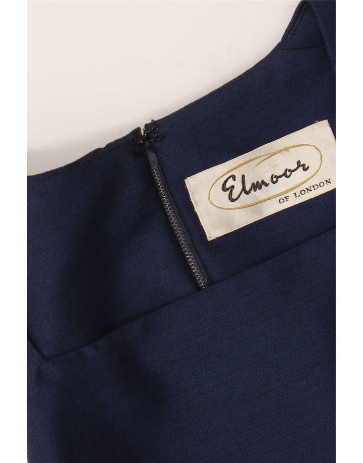 Vintage dameskedekjole UK 10 Small Navy Blue