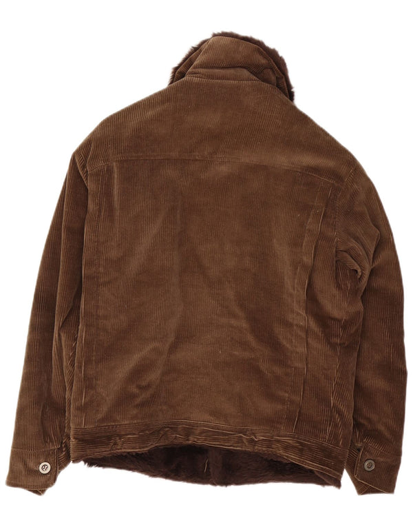 Vintage Herre Sherpa Corduroy-jakke UK 36 Lille Brun