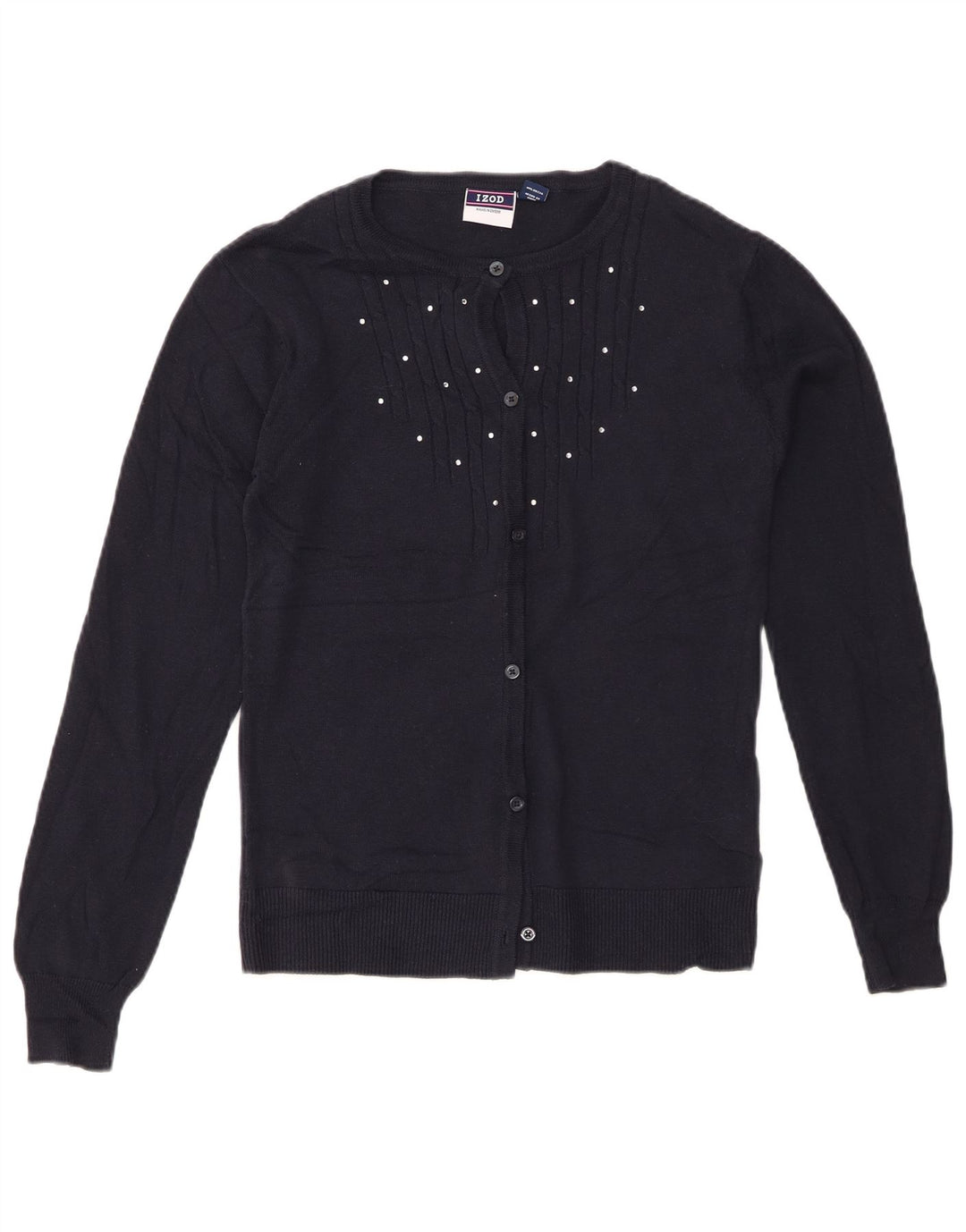 IZOD Pige Cardigan Sweater 15-16 År XL Marineblå Bomuld