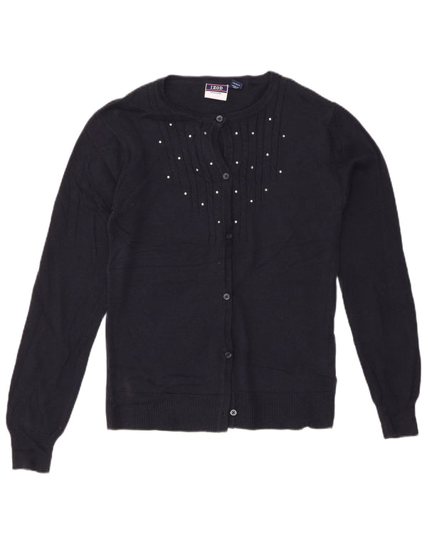IZOD Pige Cardigan Sweater 15-16 År XL Marineblå Bomuld