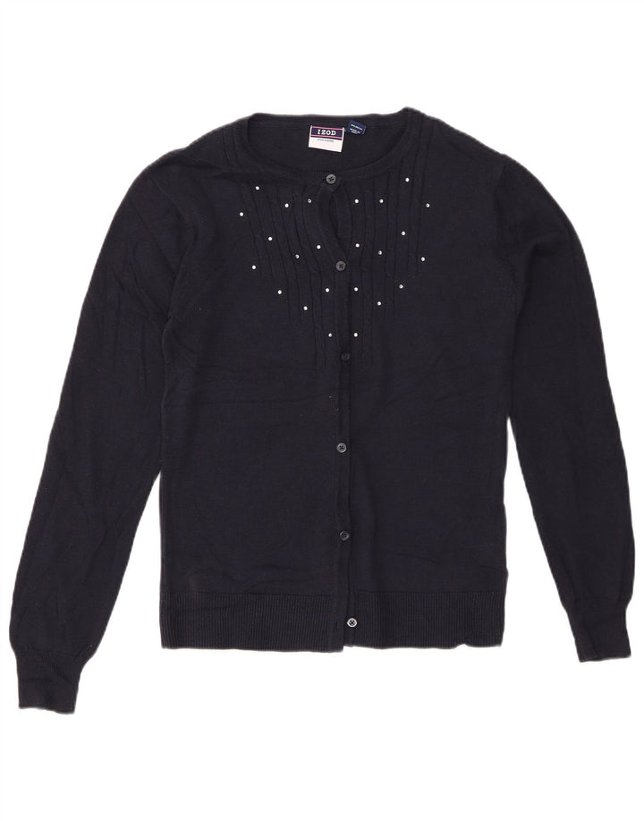 IZOD Pige Cardigan Sweater 15-16 År XL Marineblå Bomuld