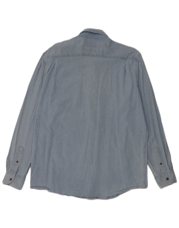 Wrangler Mens Denim Shirt Large Blue Cotton