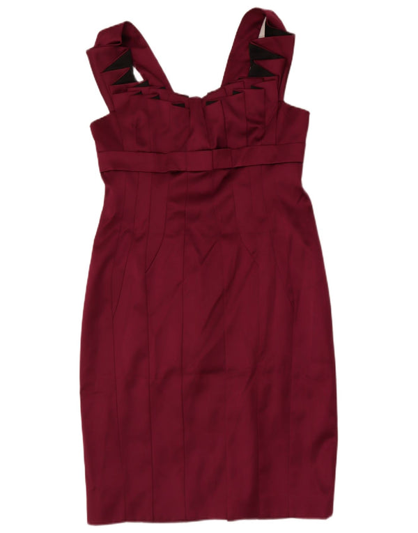 KAREN MILLEN Dame Ærmeløs Bodycon Dress UK 16 Large Burgundy Acetate