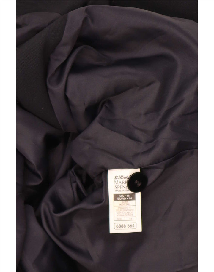 Marks & Spencer Dame St. Michael 4 Button Blazer Jacket UK 16 Large Black