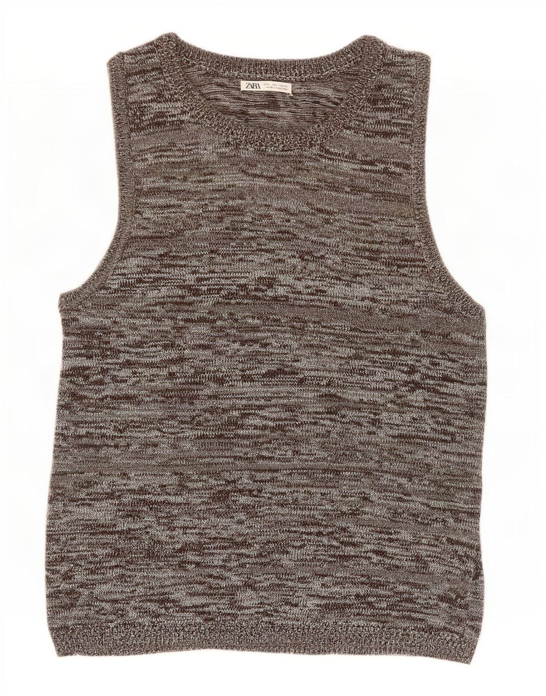 Zara Herre Vest Tank Top Stor Grå Flecked Acryl