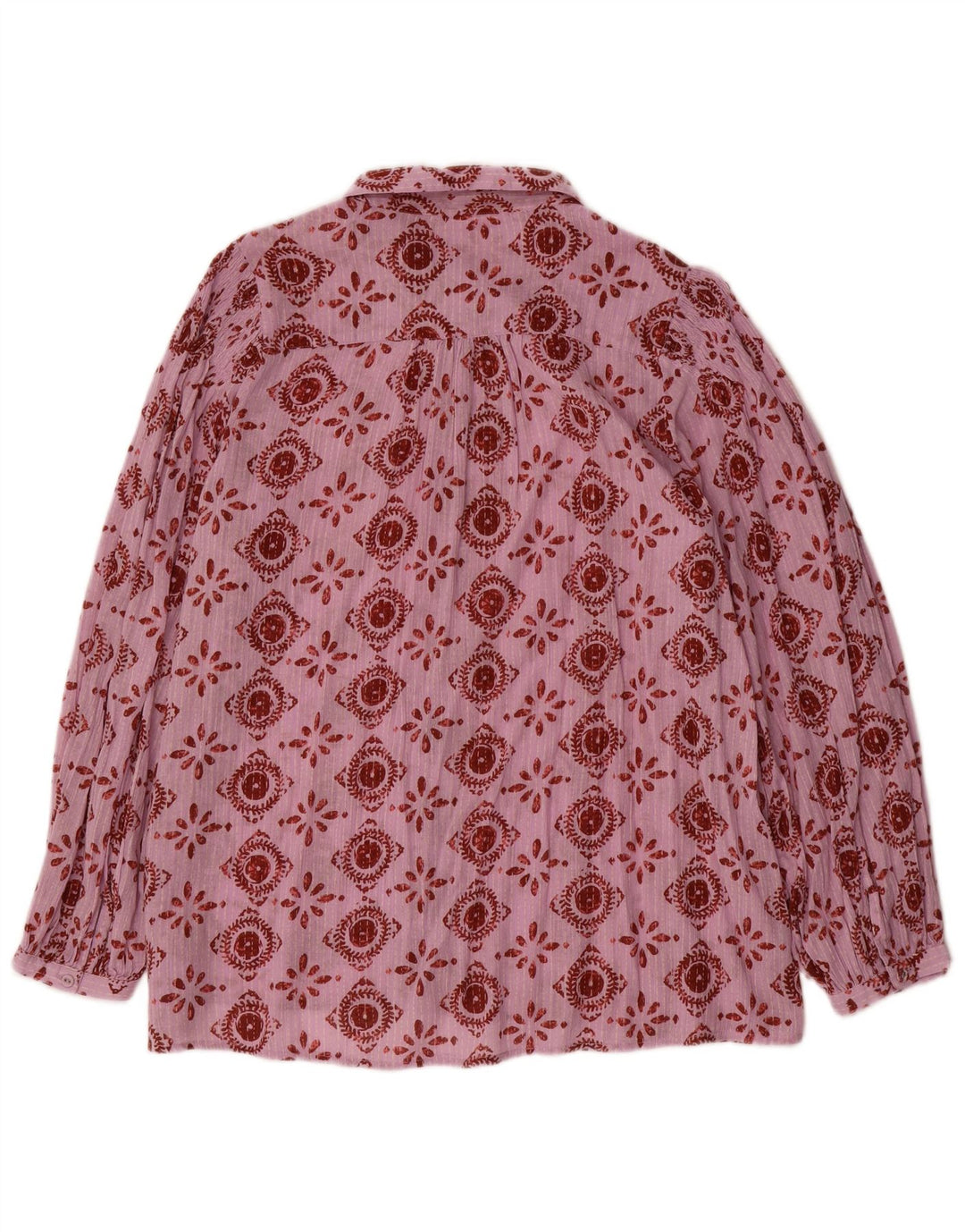 Fat Face Dame Oversized Shirt UK 14 Medium Pink Geometrisk Bomuld